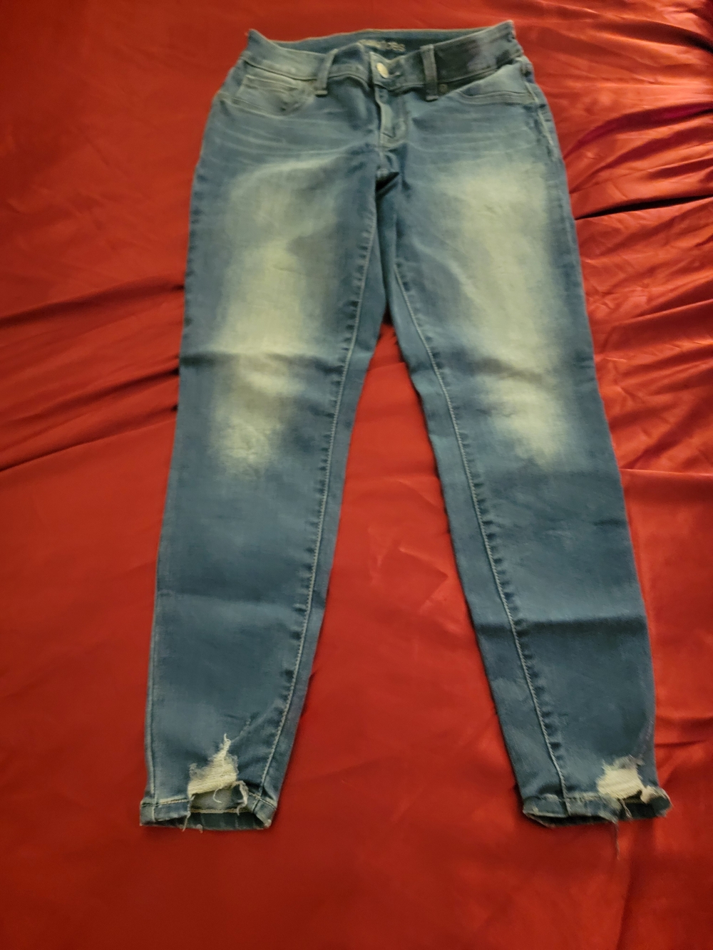Maurices Light Blue Skinny Jeans with Faded Distress